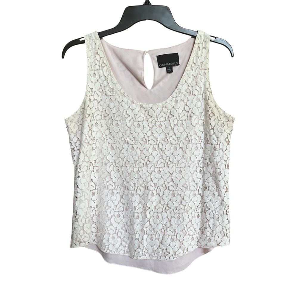 Cynthia Rowley Cream Lace Tank Top Women’s Size Medium